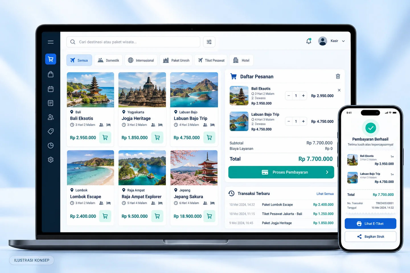 Travel POS interface concept illustration